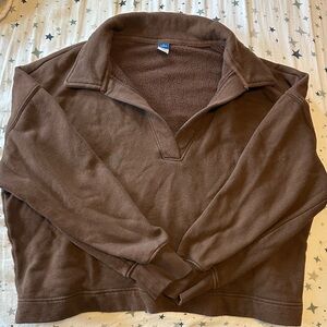 Old Navy Brown Collared Pullover Sweatshirt